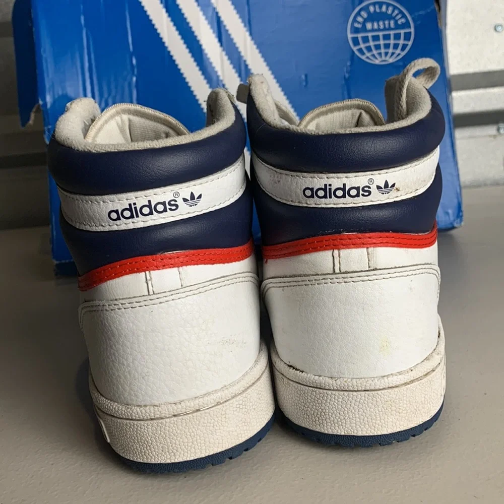 Adidas Originals Top Ten RB Men’s 10.5 White Navy Red Retro Basketball Shoes Box